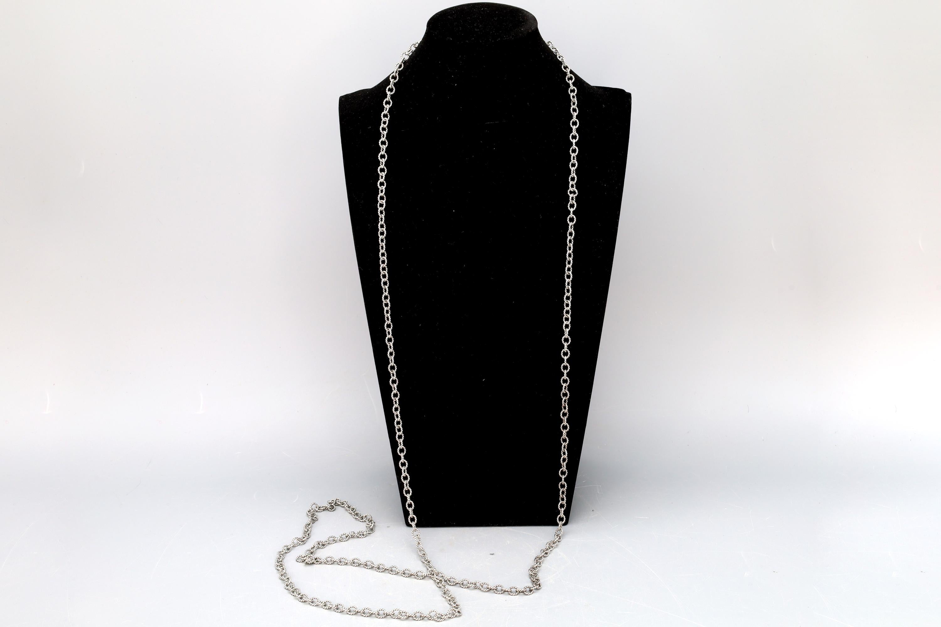 Vintage 1990s RELIOS Sterling Silver Chain Necklace XXL, Carolyn Pollack Fashion Jewelry Accessories, Extra Long Chain