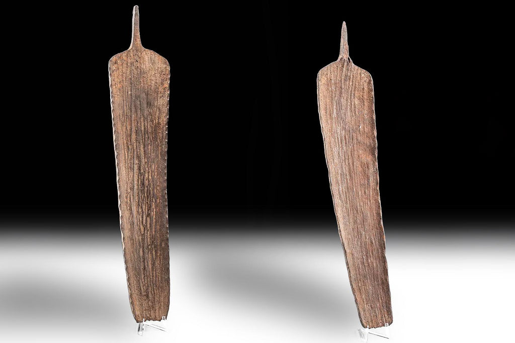 Central Africa, Cameroon, Antique Pair Of Bamileke Forged Iron Hoe Blades Currency Pieces, Rustic Monetary Bars, Collectibles Coins