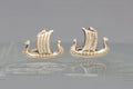 Mid Century Mens Jewelry Cufflinks, Denmark Scandinavian Viking Ship, Sailing Ship, Vintage 830 Silver Hallmarks Cuff Links Pair
