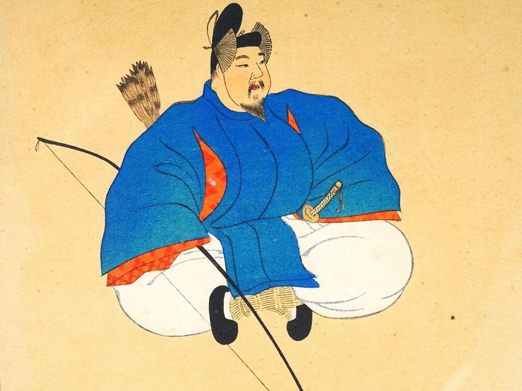 Portrait Of A Heian Era Waka Poet, Ariwara No Narihira, Meiji Era, Late 19th Century Imperial Japan. Watercolor And Ink On Two Fold Paper