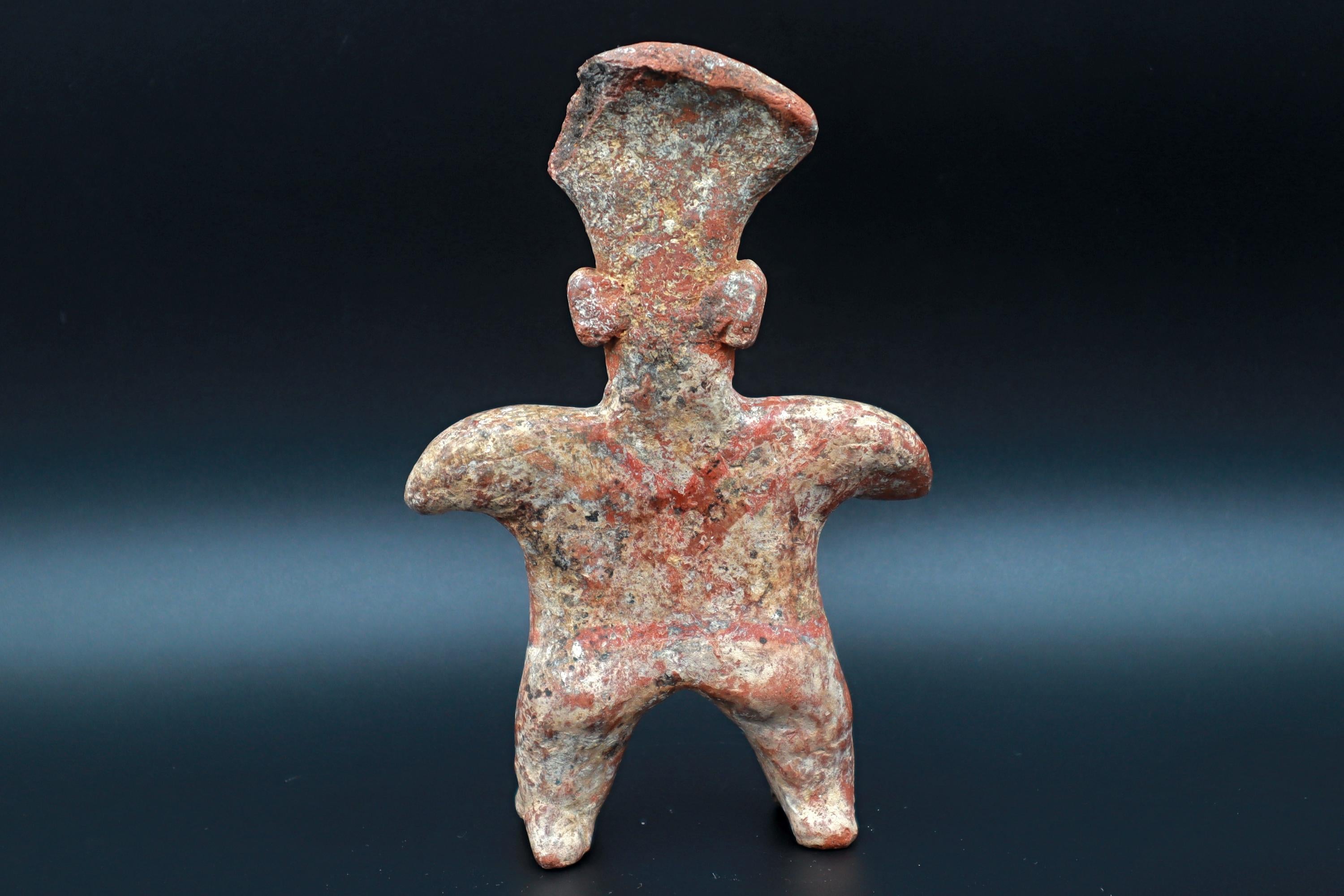 Ancient Pre Columbian Nayarit Pottery Art, Full Body Female Figure, Chinesco Type 300 BCE to 300 AD, West Mexico, Mesoamerican Burial Idol