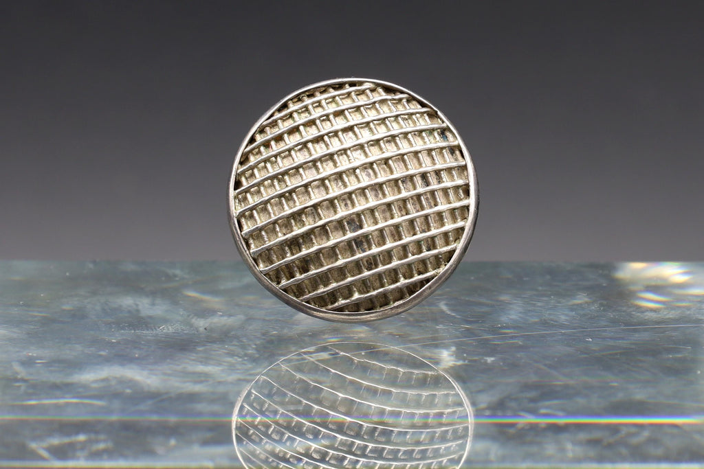 Modernist Ring Size 6 USA Charts, 950 Sterling Silver, Round Basket Texture, Bold Statement Ring, Retro Fashion Jewelry, Womens Accessories