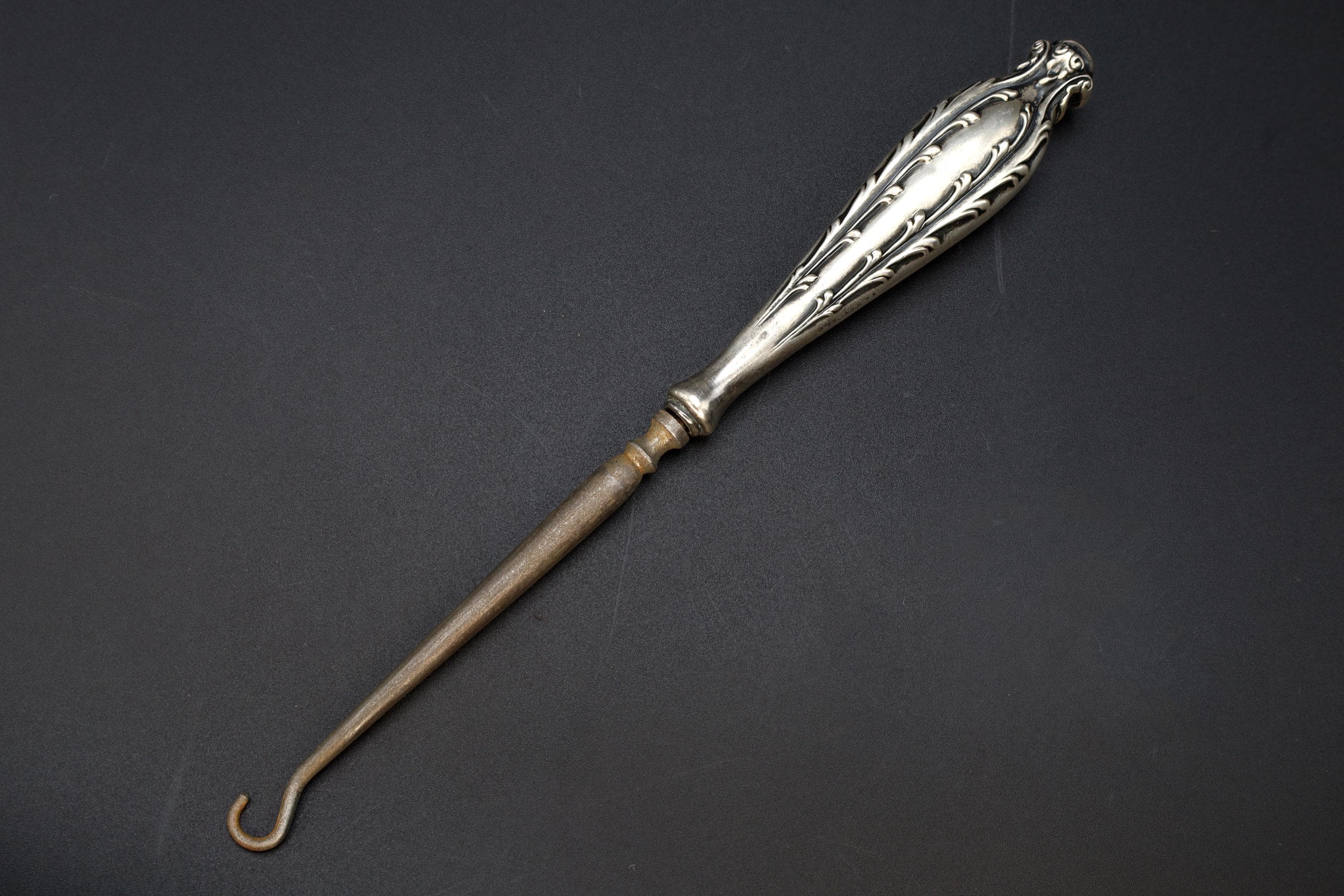 Antique 1890s Button Hook In Art Nouveau Style, American Sterling Silver, Victorian Era Dressing Tools, Fashion Accessories And Collectibles