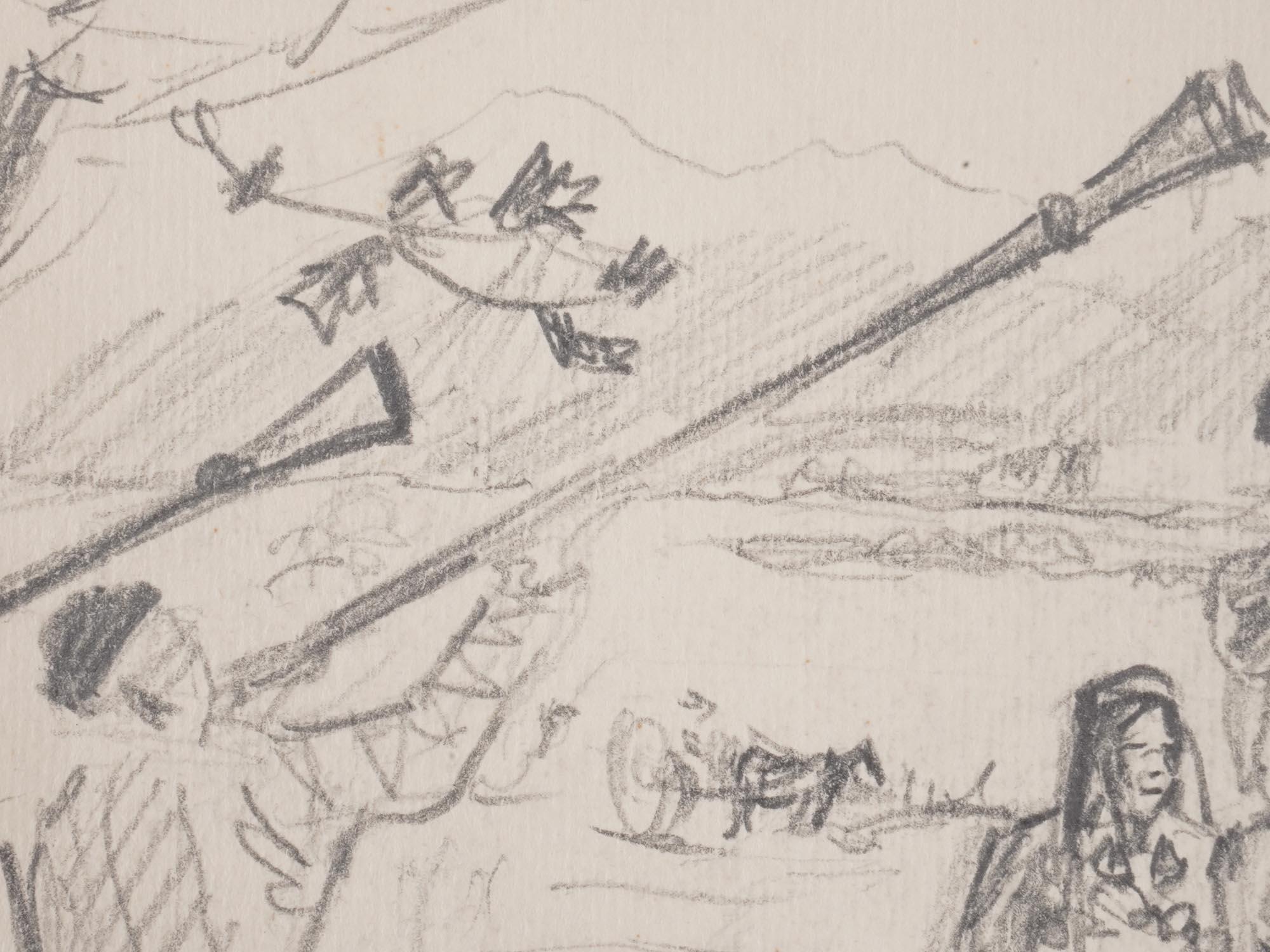 Igor Alexandrovich Ershov, Vintage 1940s Russian Soviet Union. Sketch Pencil Drawing On Paper, The Birth Of A Son, Signed Dated Lower Right