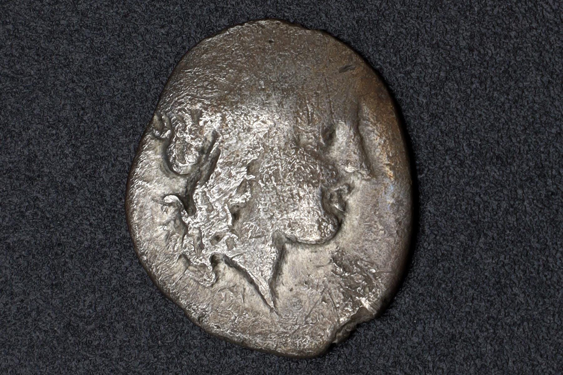 Neapolis Campania AR Coin, Ancient 300 To 275 BCE Silver Triobol With Apollo Head And Cockerel Rooster, Collectibles And Numismatics