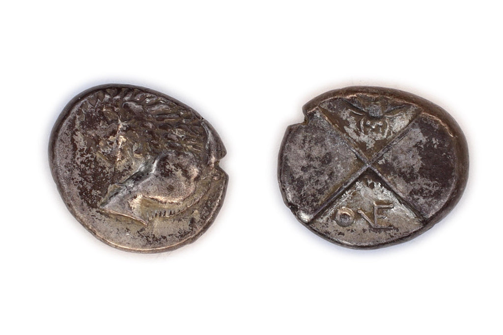 Ancient 4th Century BCE Greek Chersonesos Thrace, Hemidrachm Silver Coin, Lion, Bee, Pellet And Monogram In Incuse, Numismatics Antiquities