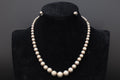 Mid Century Graduated Ball Beads Jewelry Set, Beaded Necklace And Small Stud Earrings, 925 Sterling Silver, Retro Fashion Accessories