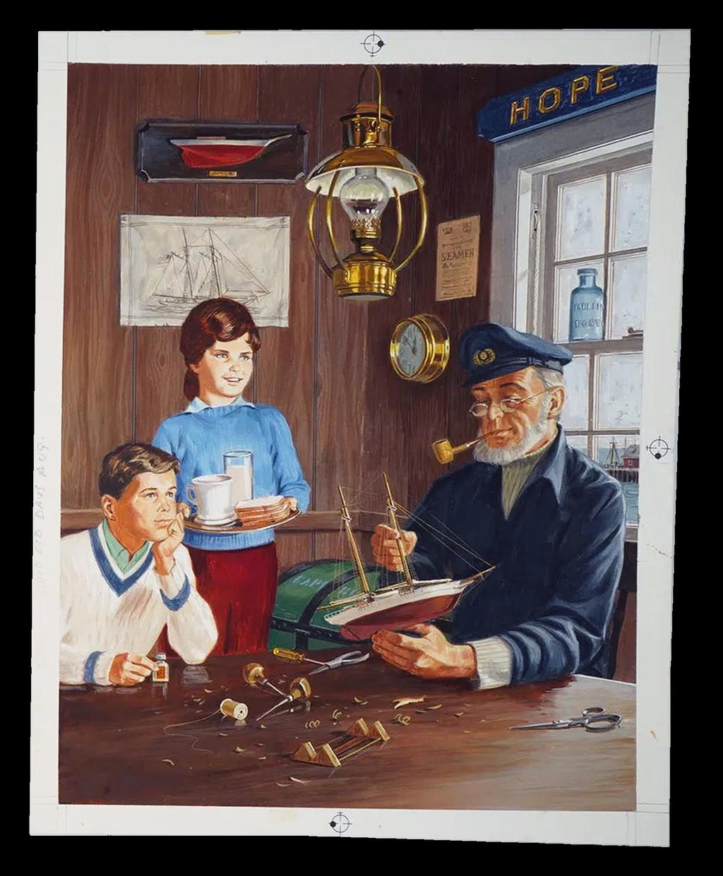 Hope, Hand Painted Illustration For August Back To School Number Of The Good Old Days  Magazine, Vintage 1950s Nautical Art