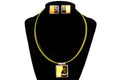 Modernist Jewelry Set, Baltic Amber, Sterling And Wire, A Pendant Necklace And Large Stud Earrings, Wavy Design, Retro Fashion Accessories