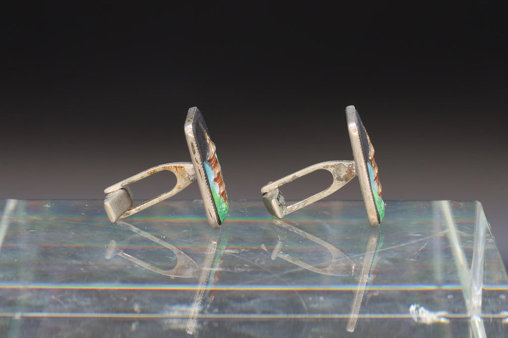 Toshikane Cufflinks, Sterling Silver And Porcelain, Chureito Pagoda, Chastain Tower, Fujiyoshida Cenotaph, Fashion Accessories And Jewlery