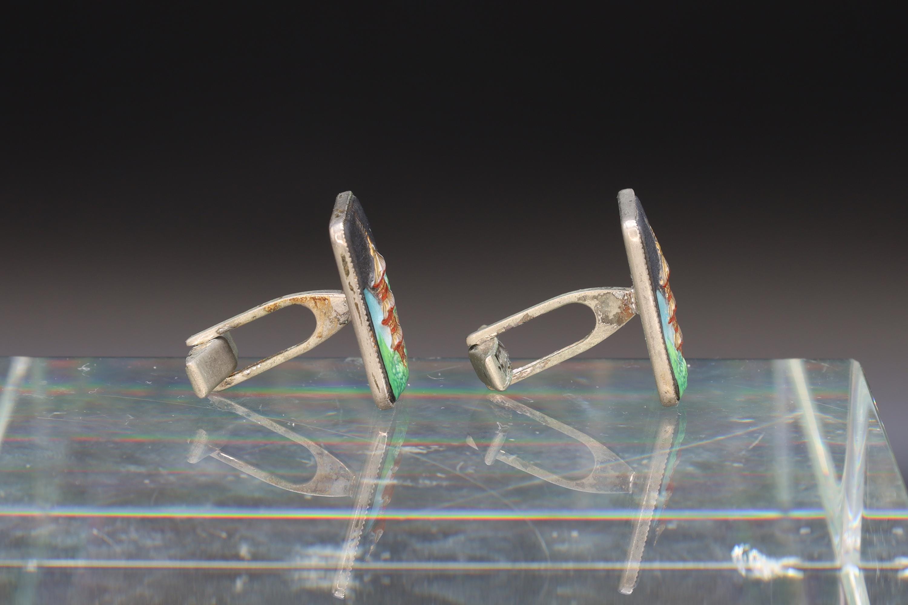 Toshikane Cufflinks, Sterling Silver And Porcelain, Chureito Pagoda, Chastain Tower, Fujiyoshida Cenotaph, Fashion Accessories And Jewlery