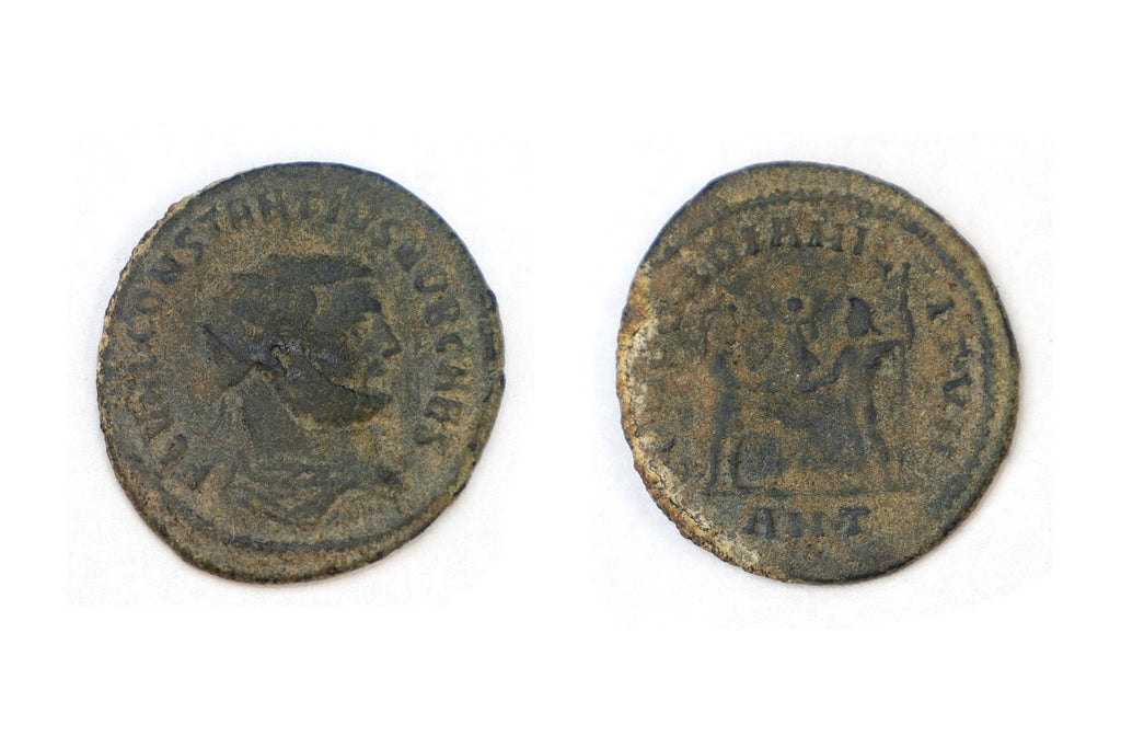 Ancient Roman Empire Bronze Coin, Emperor Constantius I Concordia Militum, 3rd Century AD, Numismatics Historical Collectibles