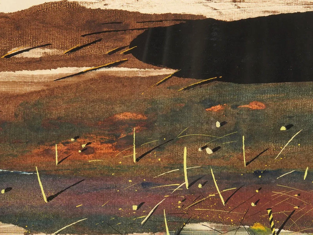 Russian Abstract Surreal Landscape By Yastreb, Signed And Dated 1989, Framed With Glass, Rare Piece Artwork