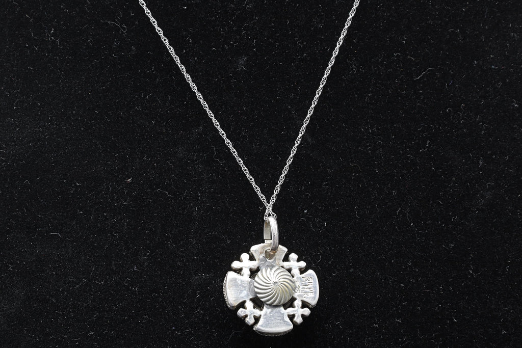 Jerusalem Cross Pendant Necklace, Crusaders Maltese Cross, 835 Silver Jewelry, Holy Land, Israel, Palestine, Vintage 1950s Accessories