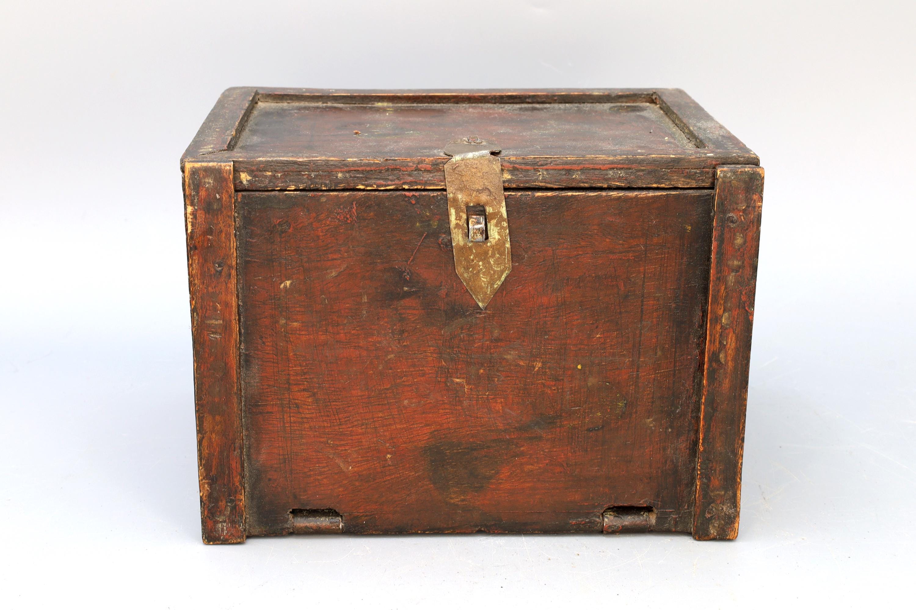 Antique 19th Century Jewelry Box With Drawers, Rajasthan India. Ethnic Rustic Cabinet, South Asia Folk Art, Oriental Crafts And Collectibles