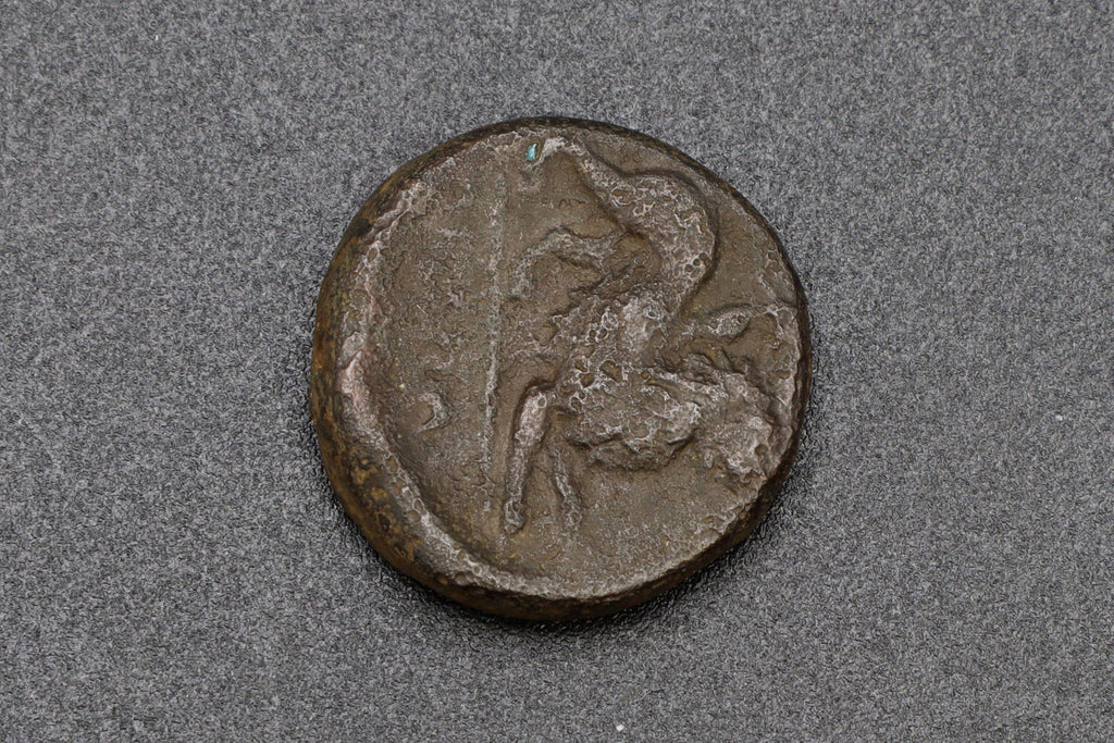 RARE Akarnania Leukas, AR Bronze Coin Circa 350 To 330 BCE, Bellerophon Riding Pegasus, Chimaera Monster, Ancient Collectibles Numismatics
