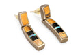 Vintage 1990s Multistone Mosaic Dangle Earrings, Zuni Native American Style Jewelry, 925 Sterling Silver And Jasper, Onyx, Opal