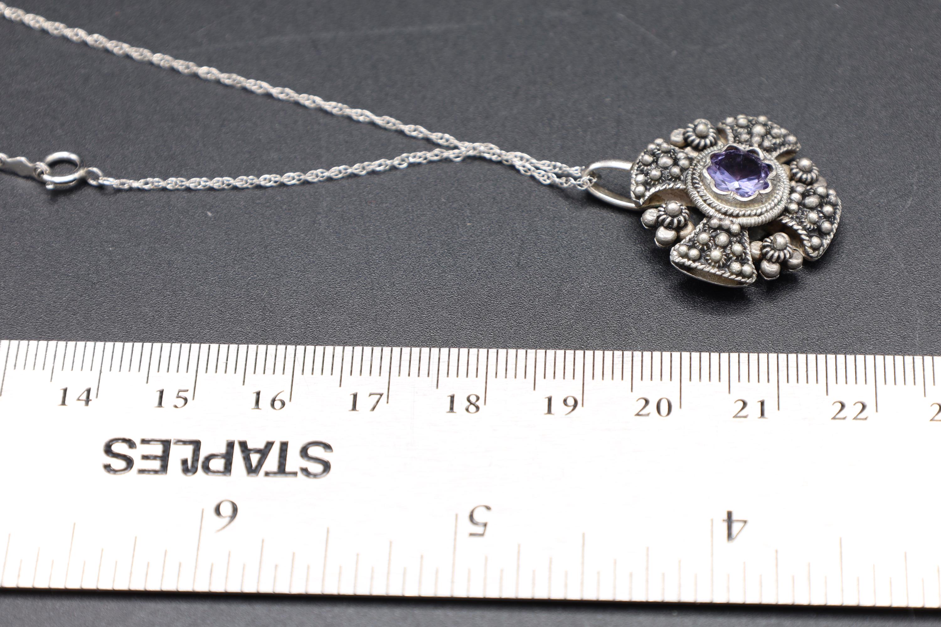 Jerusalem Cross Pendant Necklace, Crusaders Maltese Cross, 835 Silver Jewelry, Holy Land, Israel, Palestine, Vintage 1950s Accessories