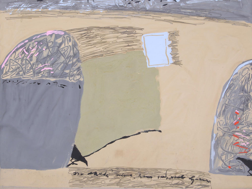 Evgeny Makeev, Soviet Union Artist, Original Artwork Signed And Dated 1996, Vintage Mixed Media Painting On Paper, Abstract Composition
