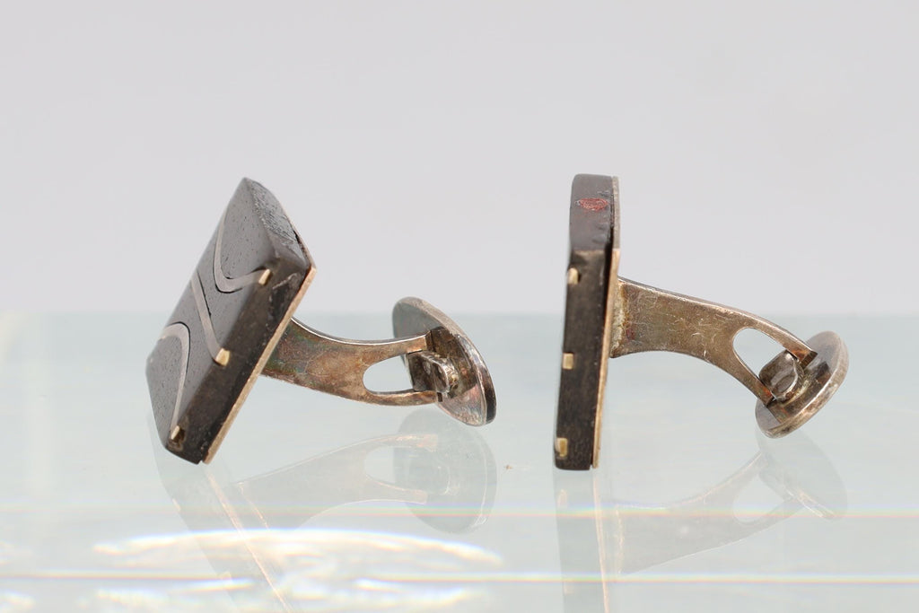 Vintage Mid Century Mens Jewelry Cufflinks, Sterling Silver COF Carl Ove Frydensberg Of Denmark Scandinavian Fashion Accessories, Art