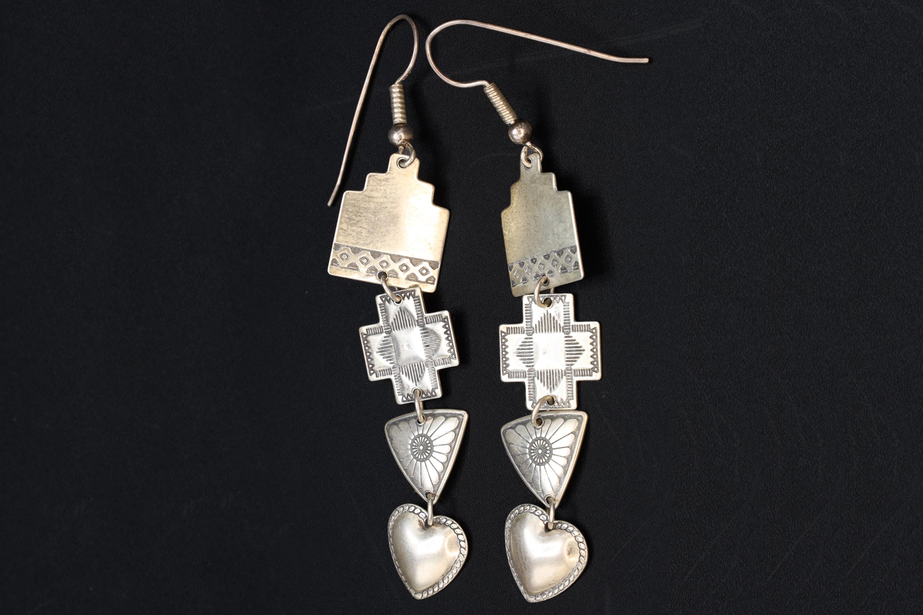 Casas Pueblo Earrings, Long Dangle Earrings With Figural Design, Native American Inspired Jewelry, Tribal Southwestern Americana Accessories