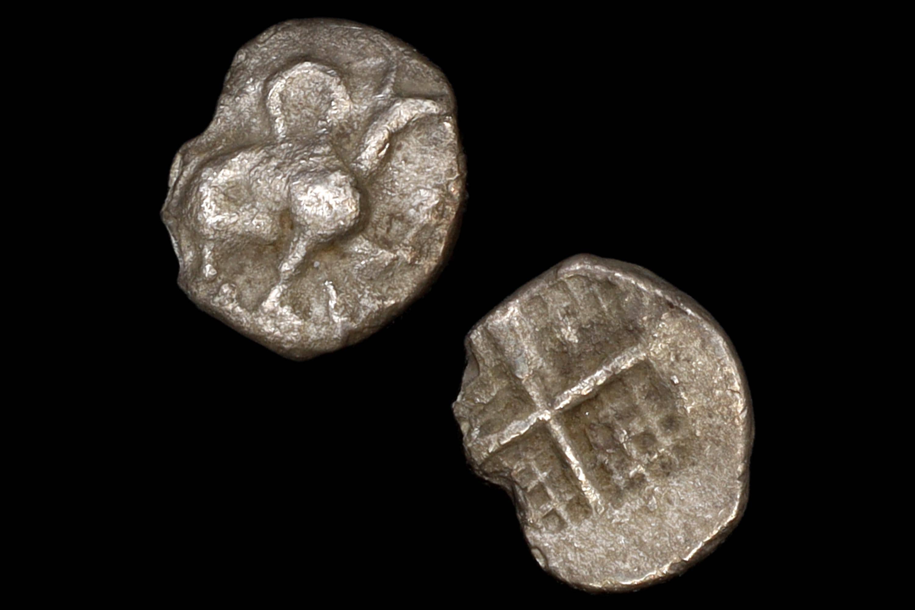 Teos Ionia, Ancient Greek Silver Hemiobol Coin 500 BCE To 420 BCE, Griffing And Incuse, Numismatics Antiquities, Greek Drachm