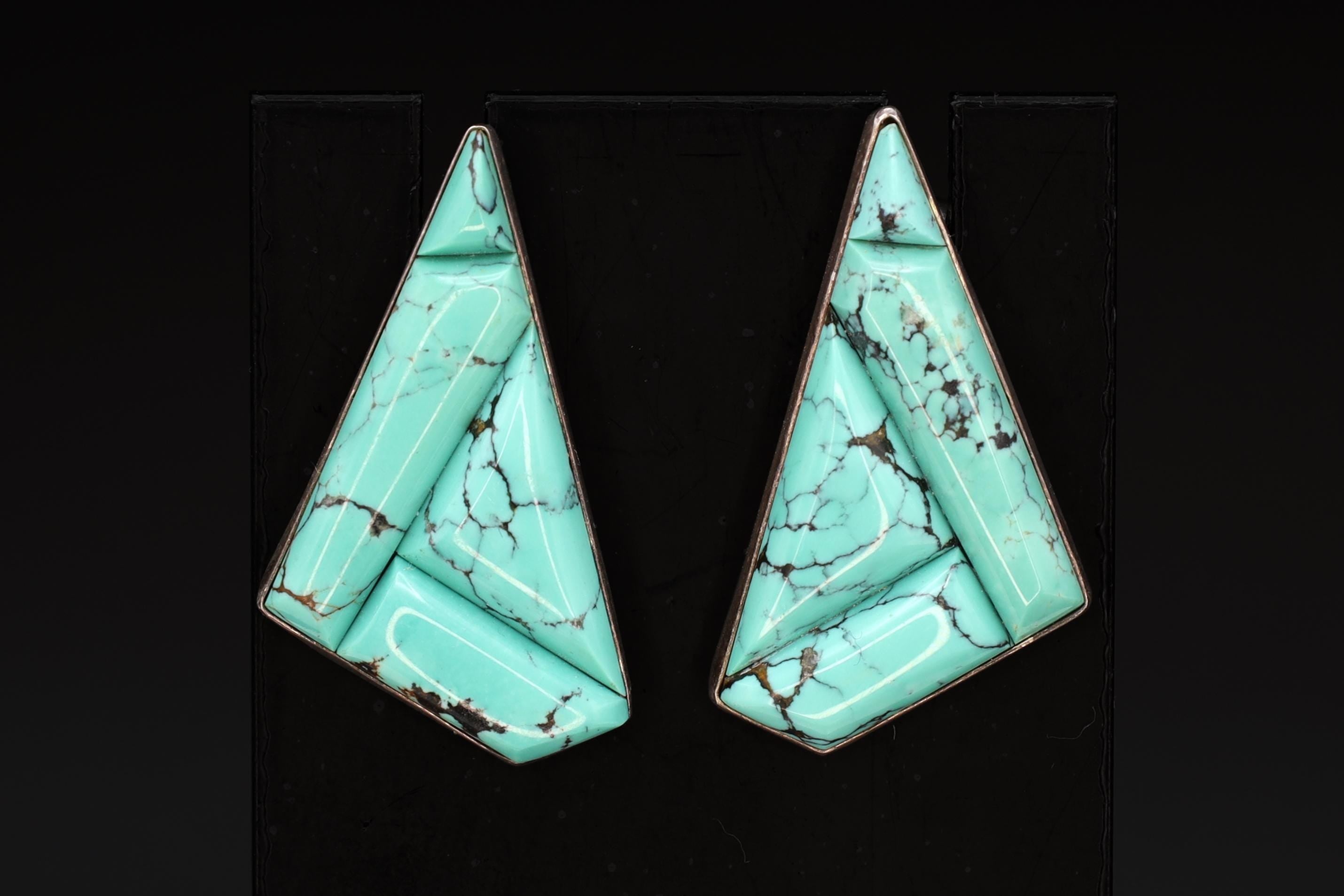 Blue Turquoise Mosaic And 925 Silver Stud Earrings By Desert Rose, Design Of Jay King, Southwestern Americana Fashion Accessories, Cowgirl