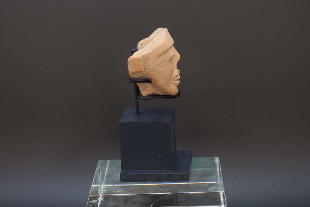 Ancient Huastec Head Figure Probably With Mask On, Circa 500AD Panuco River Style, Veracruz Pre Columbian Ceramic Idol, Prehispanic Mexico