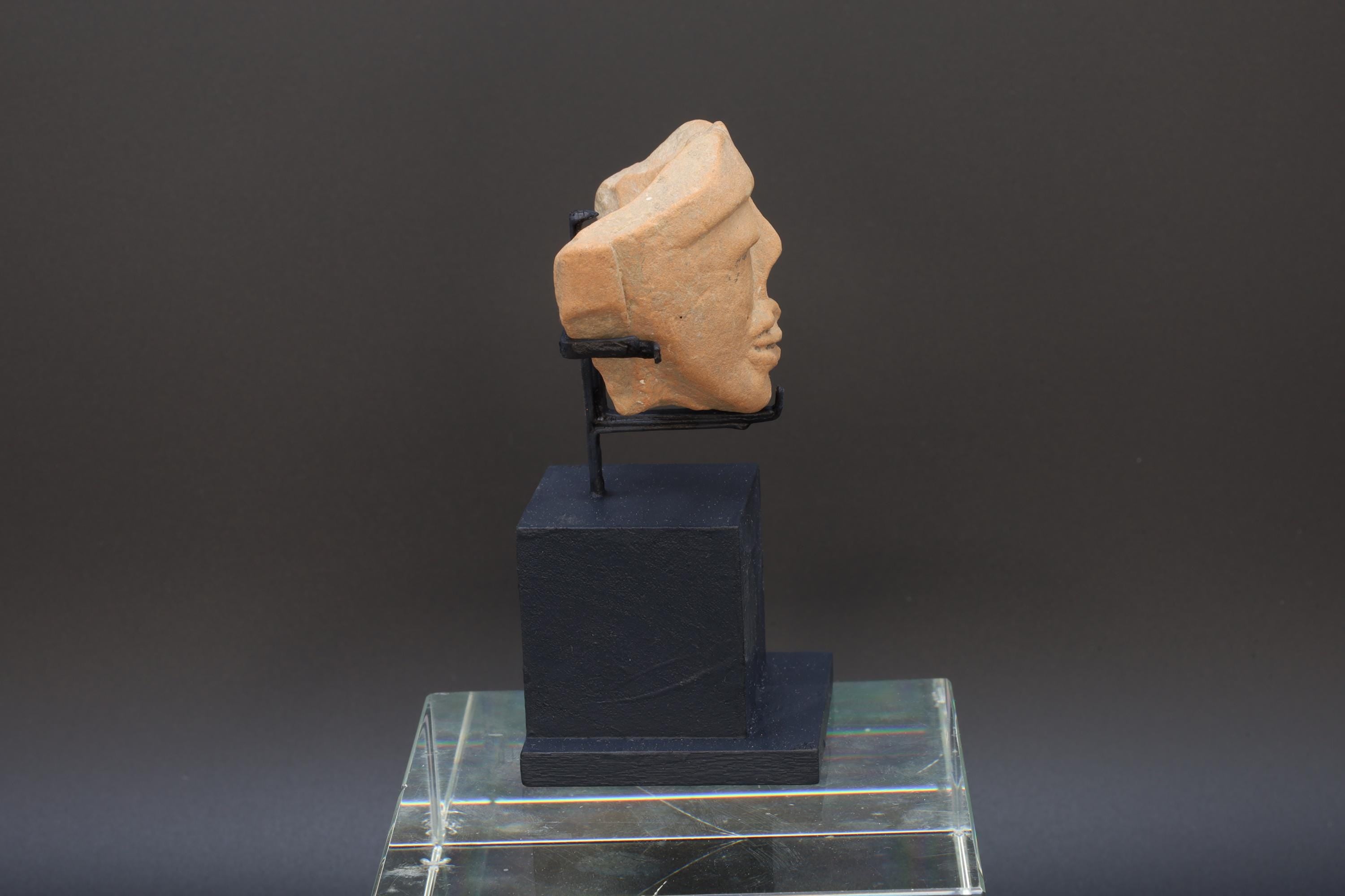 Ancient Huastec Head Figure Probably With Mask On, Circa 500AD Panuco River Style, Veracruz Pre Columbian Ceramic Idol, Prehispanic Mexico