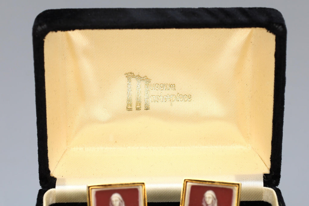 Mona Lisa, Vintage 1960s Dante Masterpieces Cuff Links, Incolay Cameo, A Paste Sur Paste, Large Cufflinks Mens Jewelry, Fashion Accessories