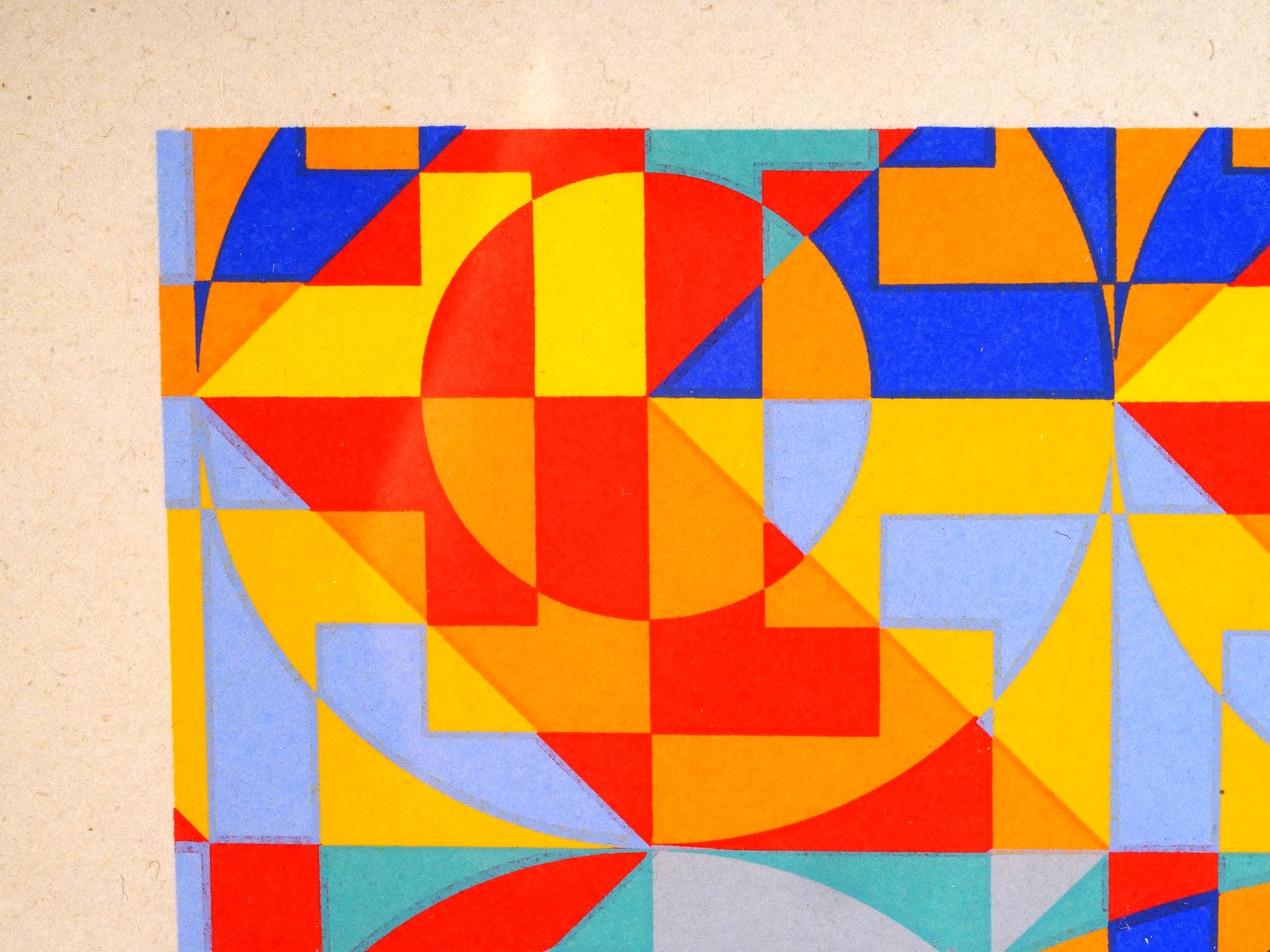 Toshinobu Onosato, Limited Edition Color Serigraph On Paper Depicting A Geometrical Abstract Composition, 1972. Signed And Dated In Pencil