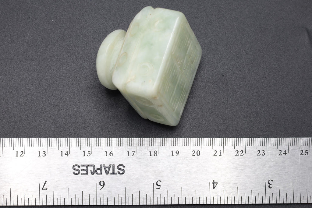 Signature Calligraphy Seal Stamp, Carved Stone Paperweight, Feng Shui, Oriental Asian Decor, Pale Green Nephrite Jade Like Chinese Seal
