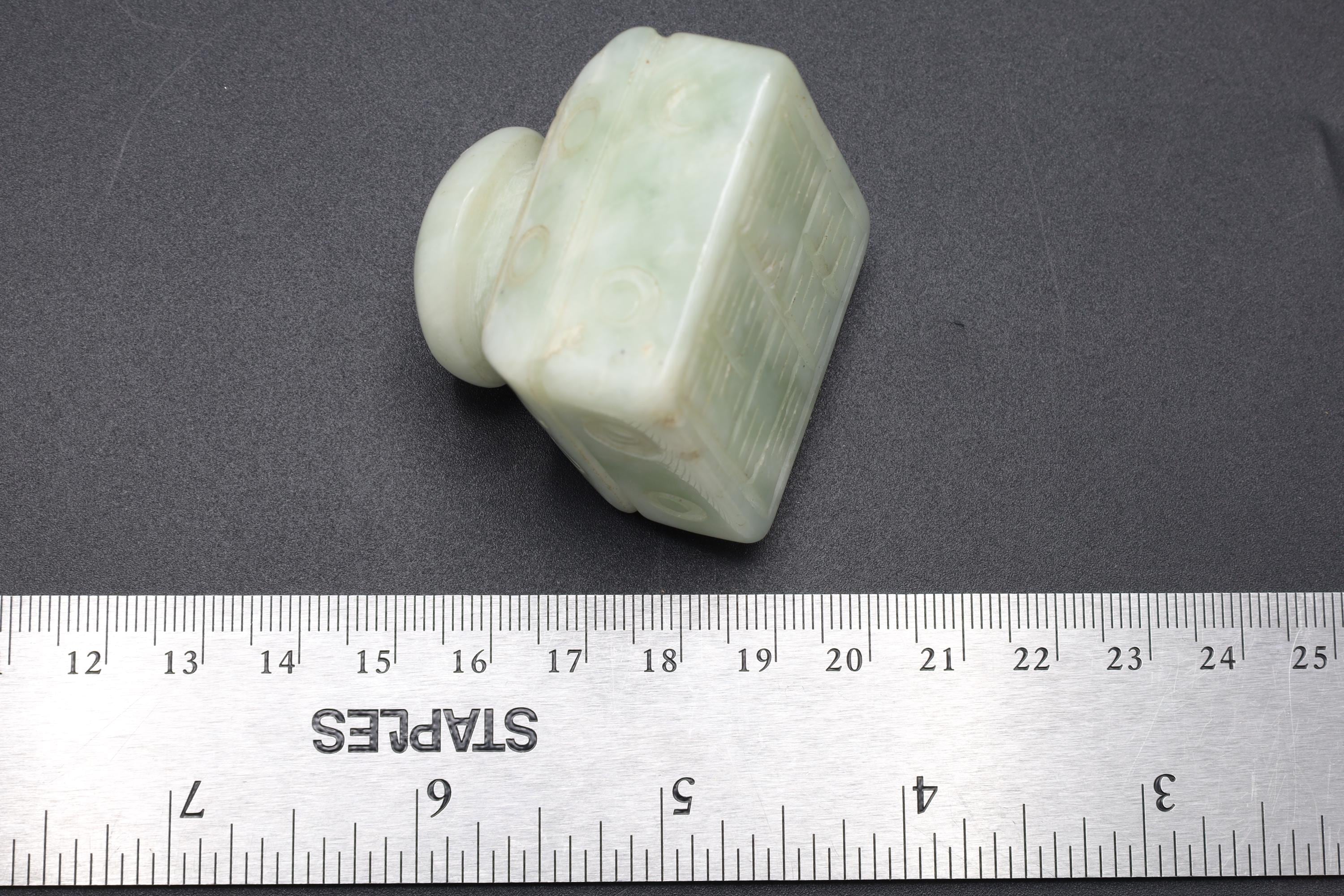 Signature Calligraphy Seal Stamp, Carved Stone Paperweight, Feng Shui, Oriental Asian Decor, Pale Green Nephrite Jade Like Chinese Seal
