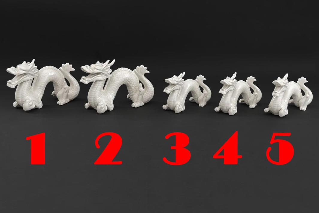 Japanese White Glazed Porcelain Dragon Figure, Small Sculptures Of Chinese Zodiac Sky Serpents Loong, Asian Mythology, Blanc De Chine