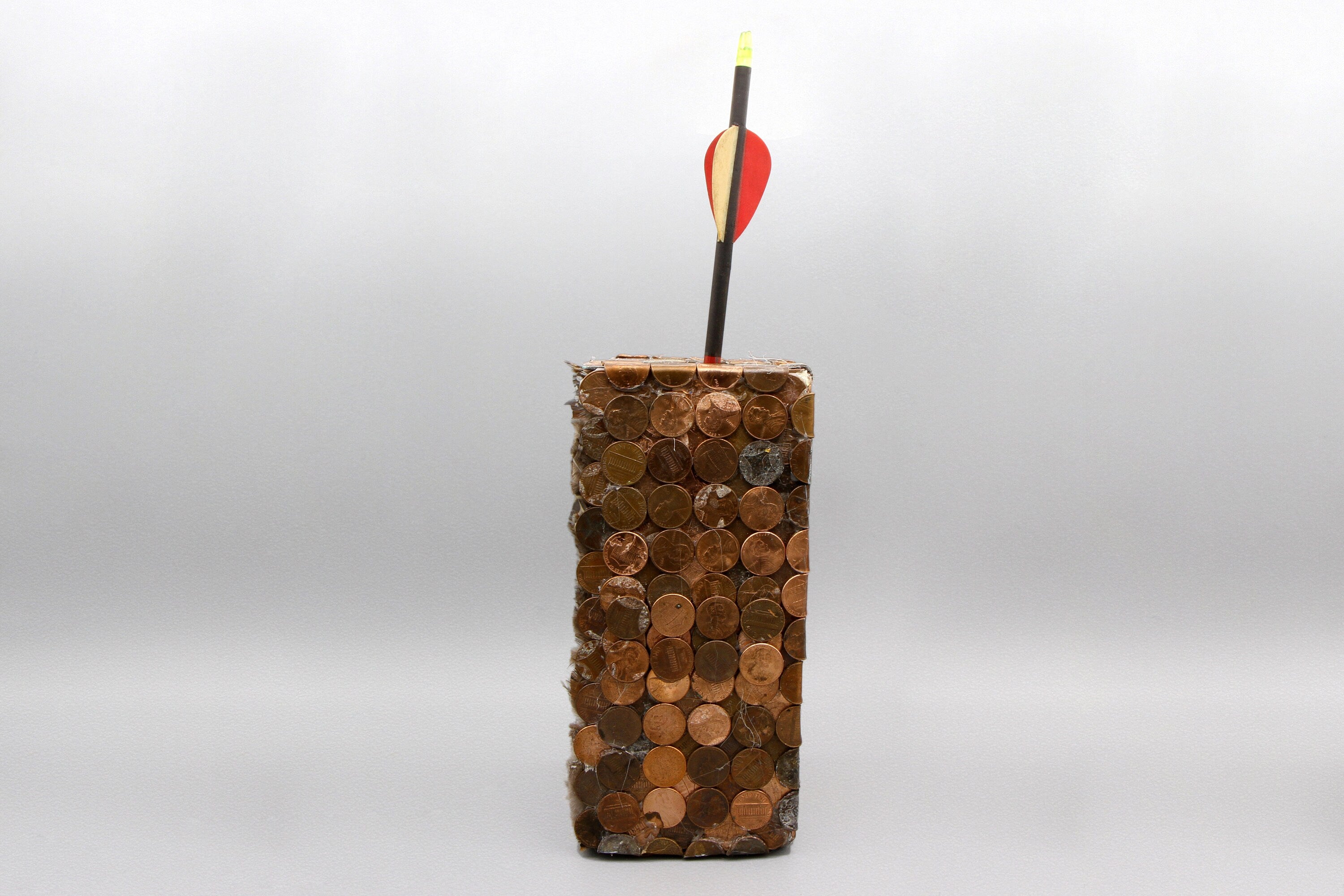 Saint Sebastian Martyr, Mixed Media Assemblage Sculpture, Rustic Surreal Diorama Box, American Penny Coins Box Diorama Theatre Art Sculpture