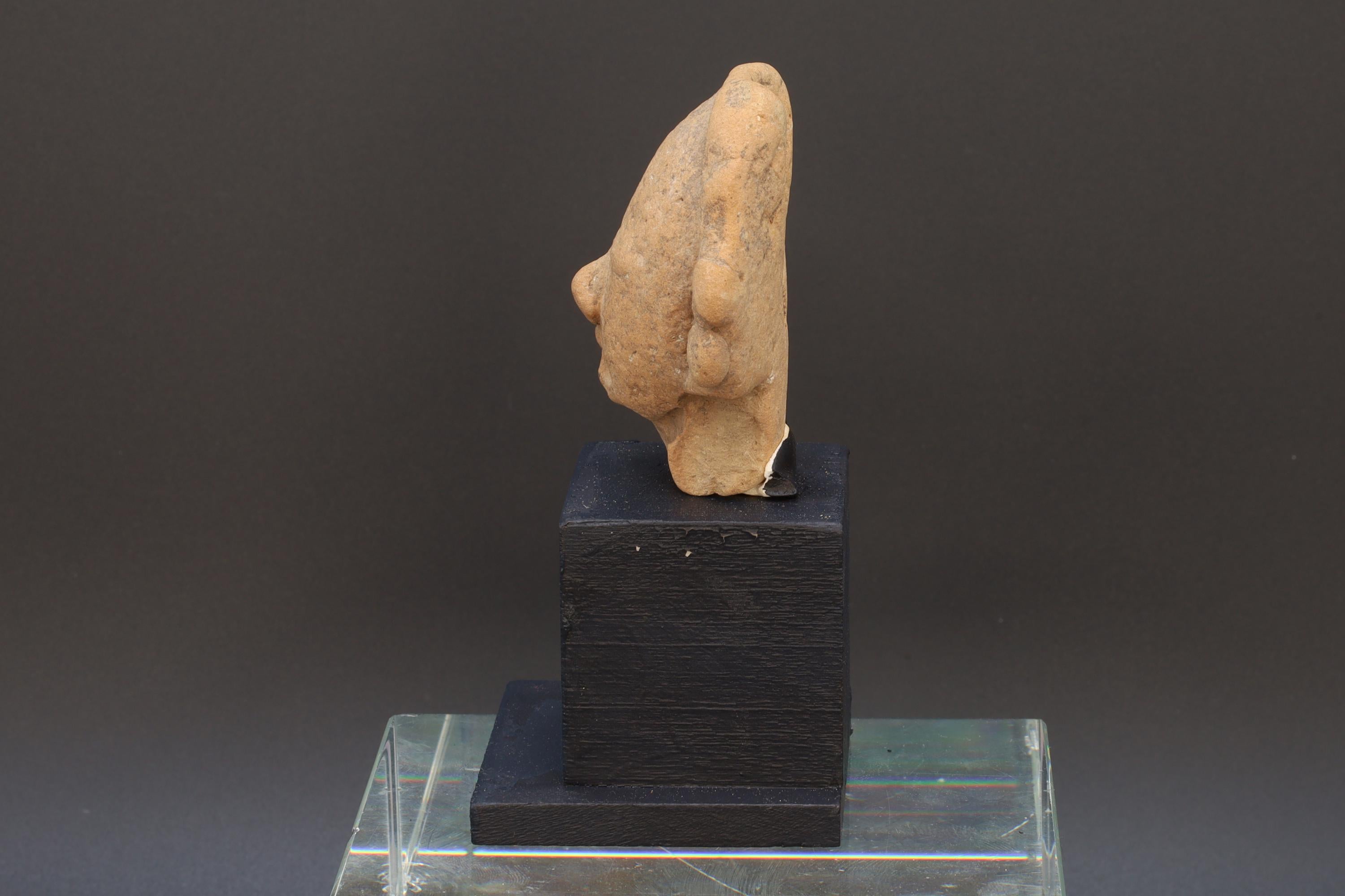 Ancient Huastec Head Of Dignitary Figure, Circa 500 AD Panuco River Area Style, Veracruz Pre-Columbian Ceramic Idol Head, Prehispanic Mexico