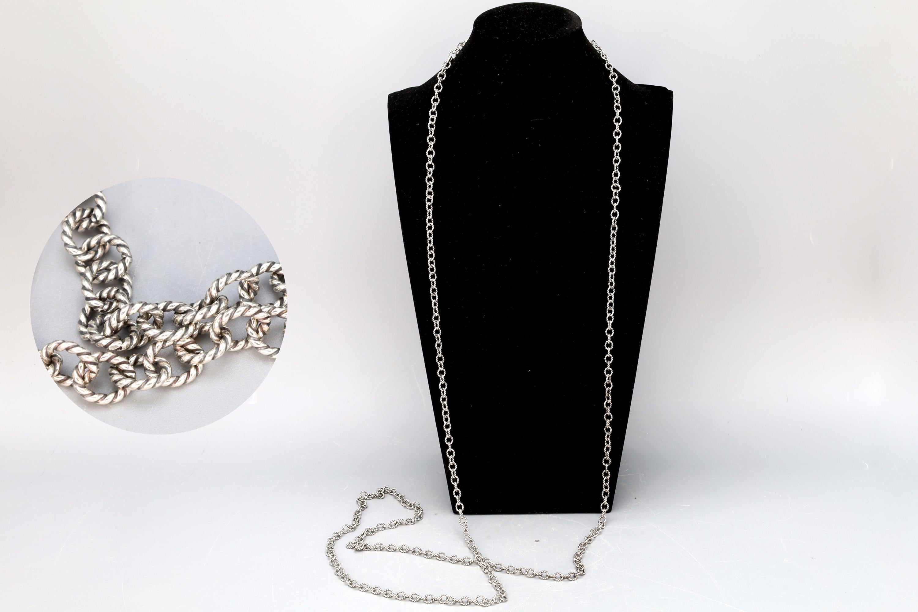 Vintage 1990s RELIOS Sterling Silver Chain Necklace XXL, Carolyn Pollack Fashion Jewelry Accessories, Extra Long Chain