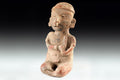 Ancient Pre Columbian Nayarit Pottery Sitting Musician Figure, Chinesco Type 300 BCE to 300 AD, West Mexico, Mesoamerican Tomb Burial Art