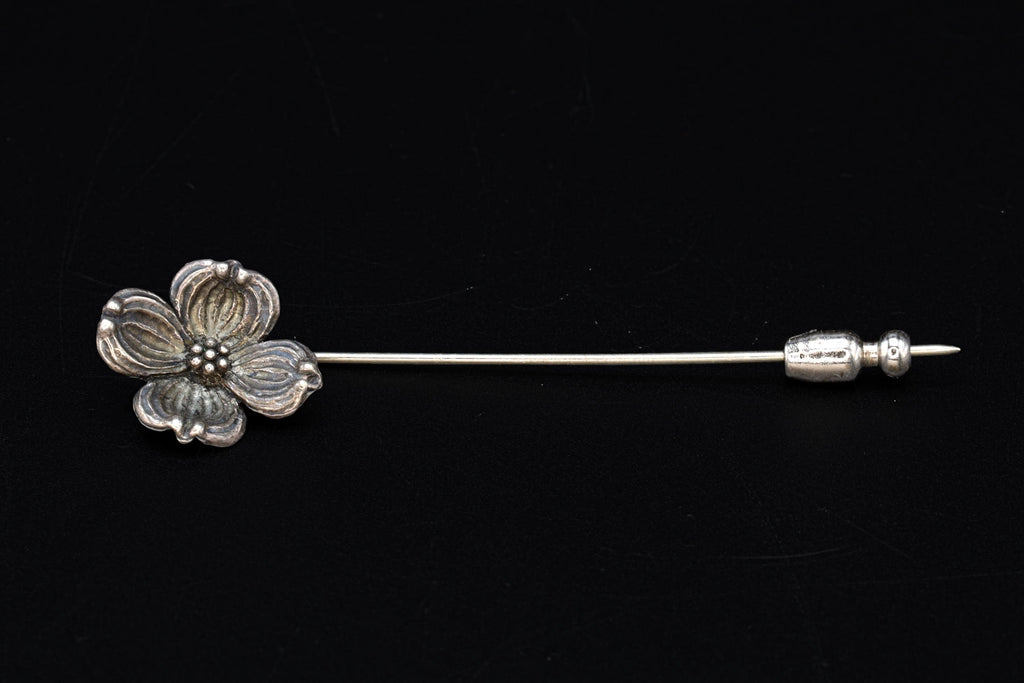 James Avery Dogwood Flower Lapel Pin Or Hat Pin, 925 Sterling Silver, RETIRED Model, Vintage Art Deco Jewelry Pieces By Designer