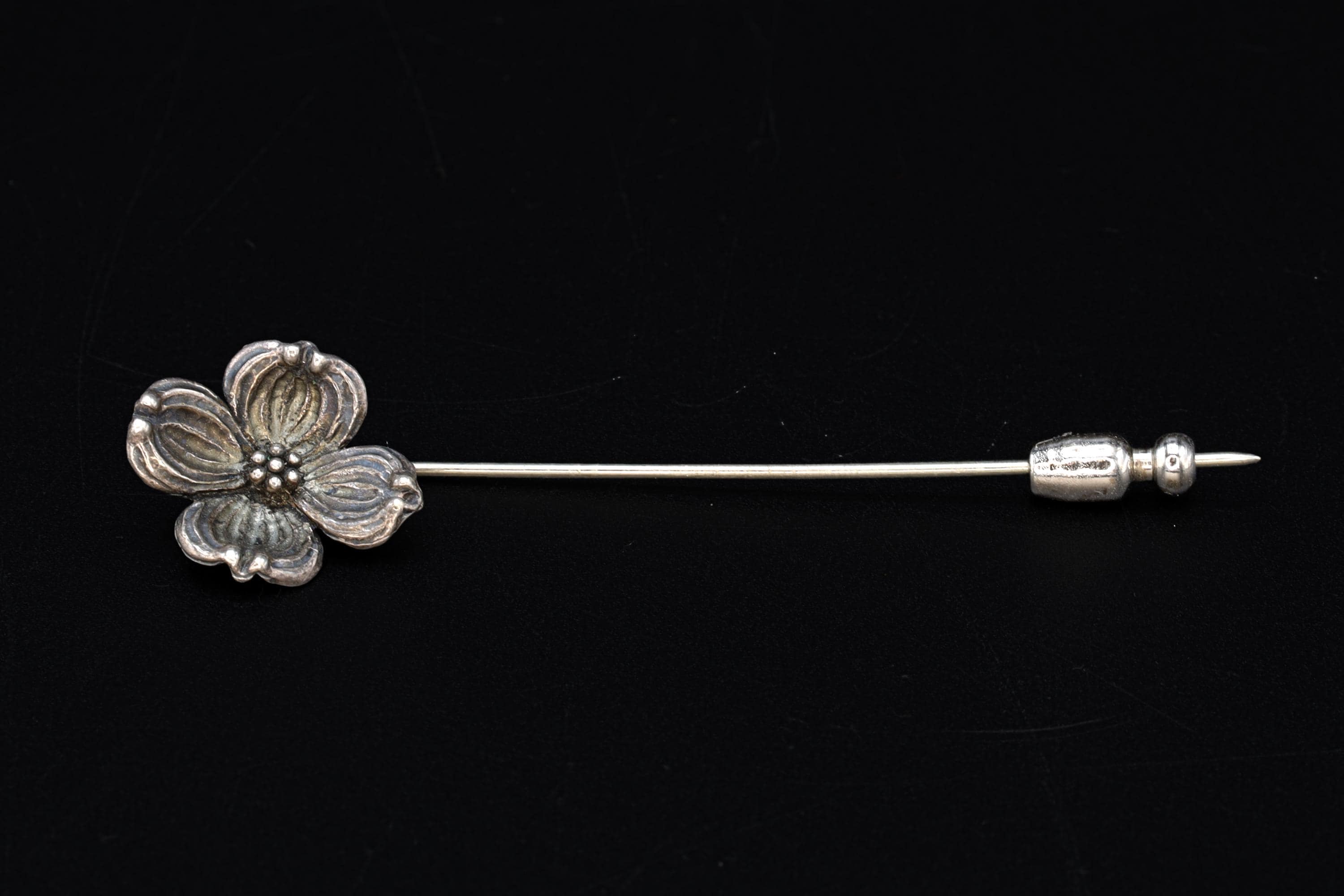 James Avery Dogwood Flower Lapel Pin Or Hat Pin, 925 Sterling Silver, RETIRED Model, Vintage Art Deco Jewelry Pieces By Designer