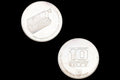 Israel 1976 Coin Of 10 Lirot Hanukkah, The American Lamp, Commemorative Token Coins, Hebrew מ Mint Mark 500 Silver Grade Coinage