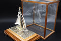 Handmade And Finely Detailed Sterling 960 Silver Model Of A Sailing Ship, Sports Boat Sculpture By Japanese Artist Silversmith Seki Takehiko