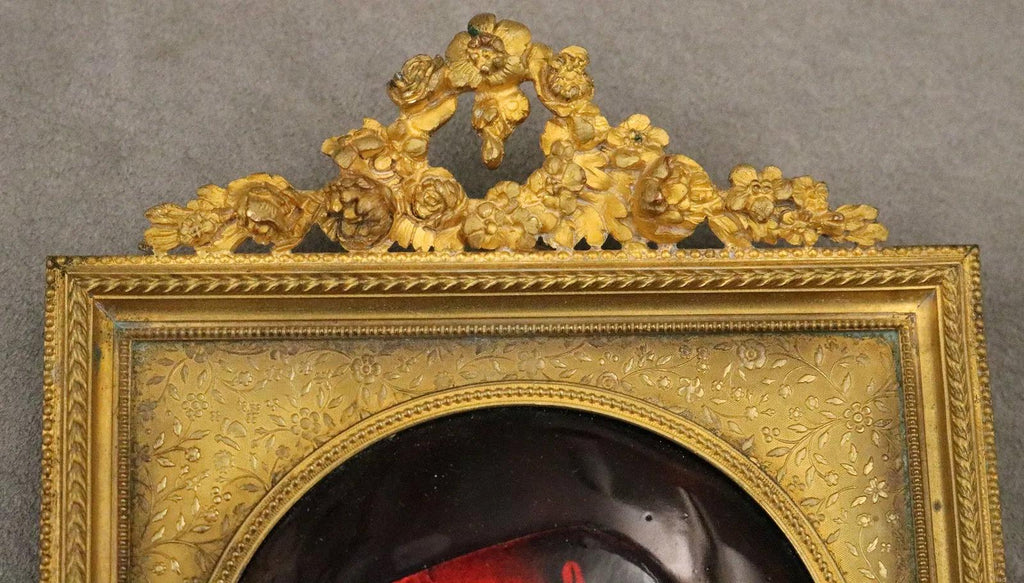Saint Fabiola Of Rome, Antique 19th Century French Limoges Enamel On Copper Plaque Painting On An 1880s Frame. Hand Signed