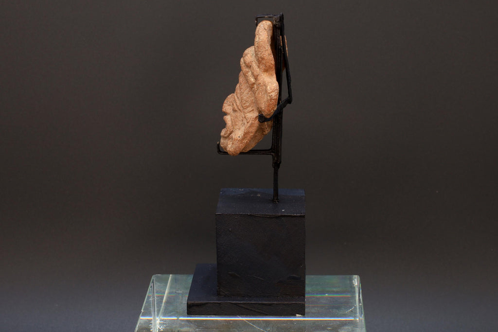 Maya Warrior Head Applique, PreColumbian Ceramic Figurine, Mayan Late Classic Period Ca 800 AD, Prehispanic Mexico Antiquities Art