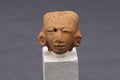 Maya Head Idol With Earrings, PreColumbian Ceramic Figurine, Mayan Campeche Classic Period Circa 950 AD, Prehispanic Mexico Antiquities Art