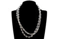 Vintage 1990s Sterling Silver Flat Rolo Chain Necklace, Fashion Jewelry Accessories, Oblongue Link, Extra Long XL Chain Necklace