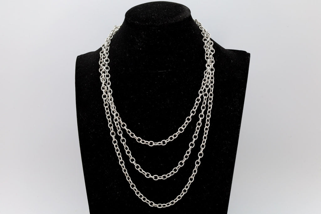 Vintage 1990s RELIOS Sterling Silver Chain Necklace XXL, Carolyn Pollack Fashion Jewelry Accessories, Extra Long Chain