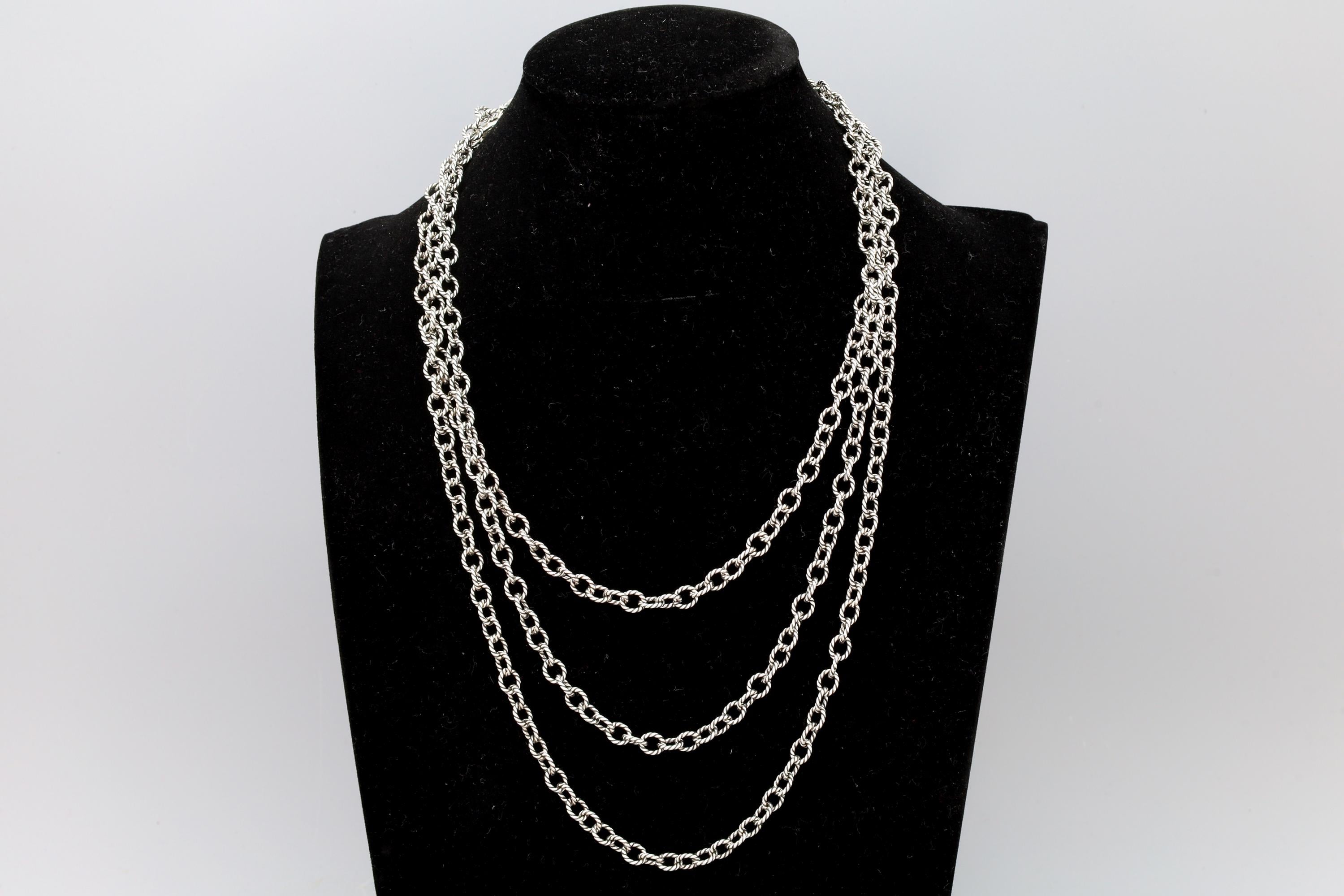 Vintage 1990s RELIOS Sterling Silver Chain Necklace XXL, Carolyn Pollack Fashion Jewelry Accessories, Extra Long Chain