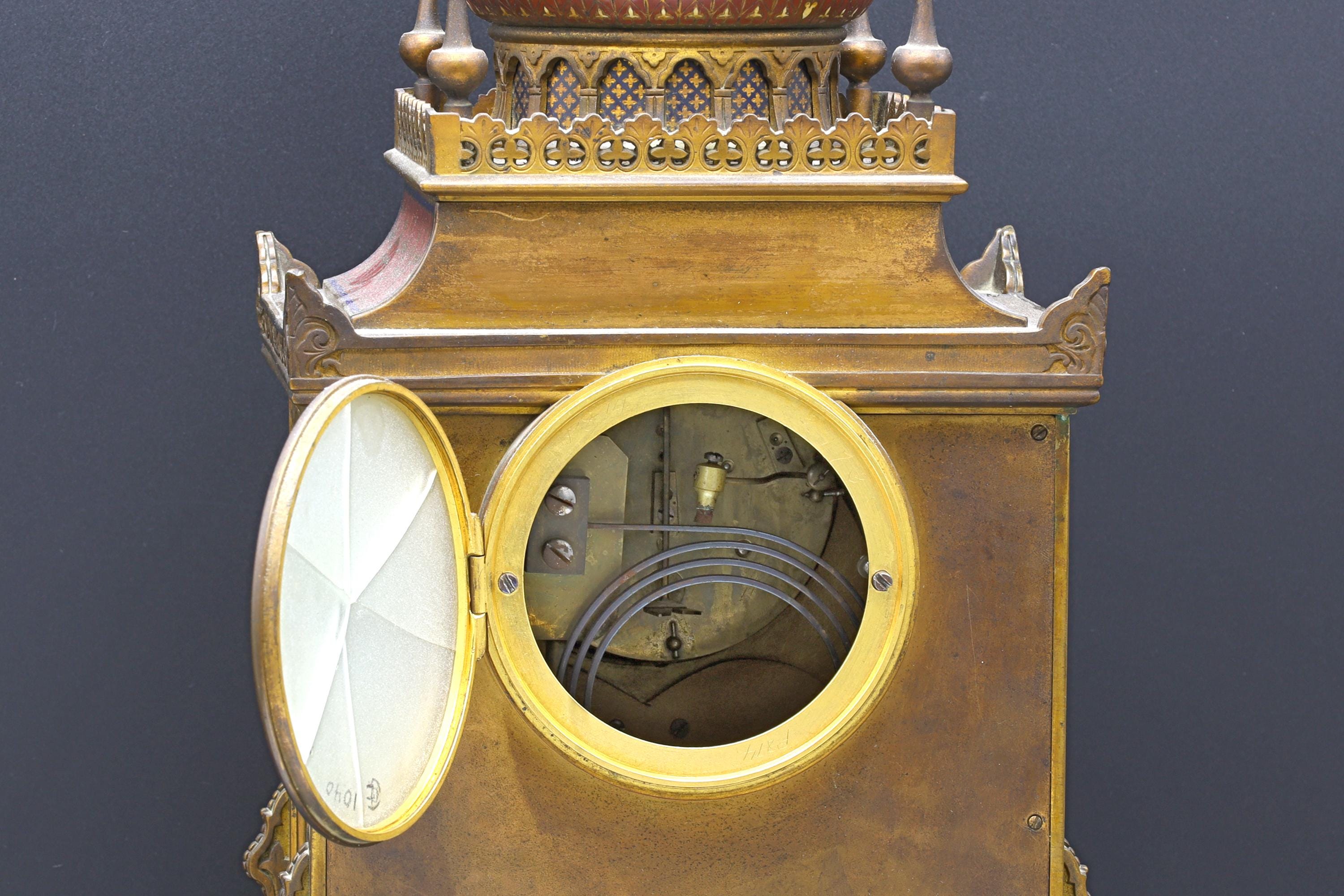Late 19th Century, Clock And Candelabra Set Morish Style Retailed By Tiffany's In France, Art Nouveau Set