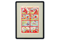 A 1873 Japanese Meiji Period Woodblock Print, An Animation Series Depicting A Japanese Educational Comic In Eight Plates, Signed And Sealed